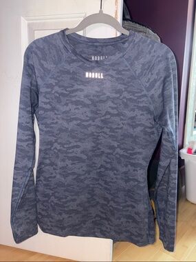 NOBULL blue gray Camo Long Sleeve Performance Top